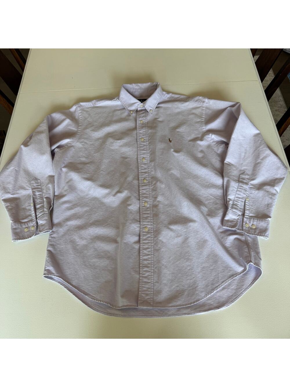 Ralph Lauren Men's Yarmouth 100% Cotton Oxford Button Shirt 16.5 Purple Pony
